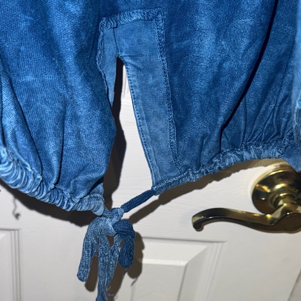 Blue Zip-Up Jacket with Rhinestone Design - Picture 7 of 11